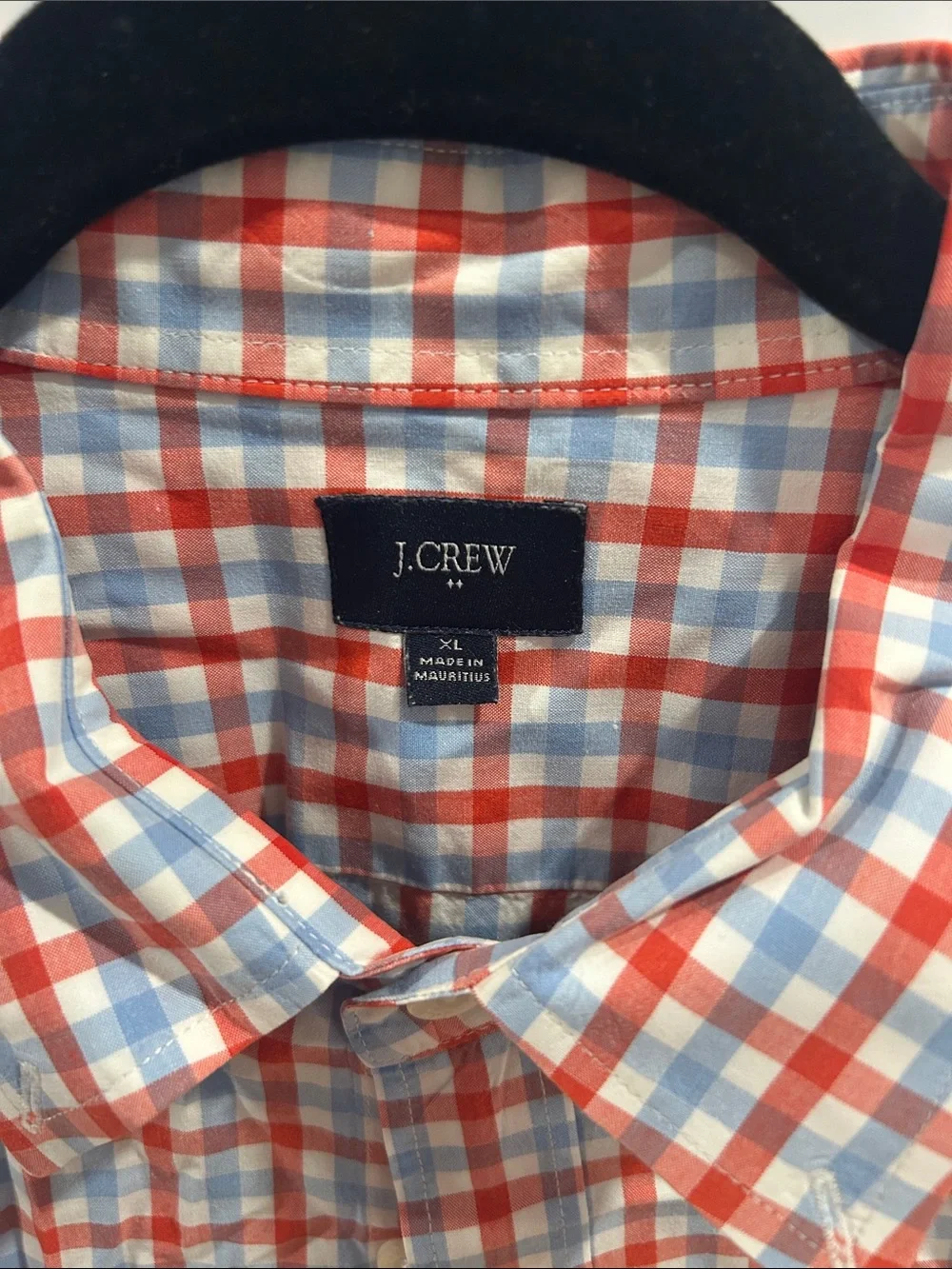 J. Crew Orange and Light Blue Plaid Button-Down Shirt